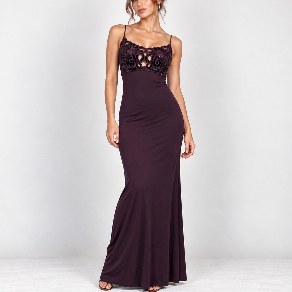 Zum Zum Maxi Dress Women S Purple Velvet Y2K Prom HoCo Whimsigoth Dark Fairy